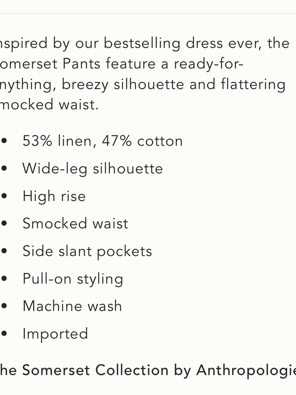 Anthropologie somerset black linen floral print pant - Picture 5 of 9